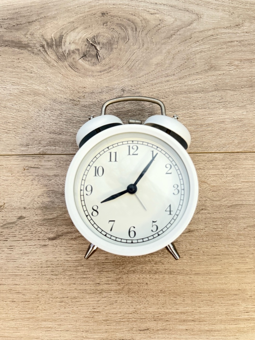IKEA White Twin Bell Alarm Clock - Minimal Analog Design